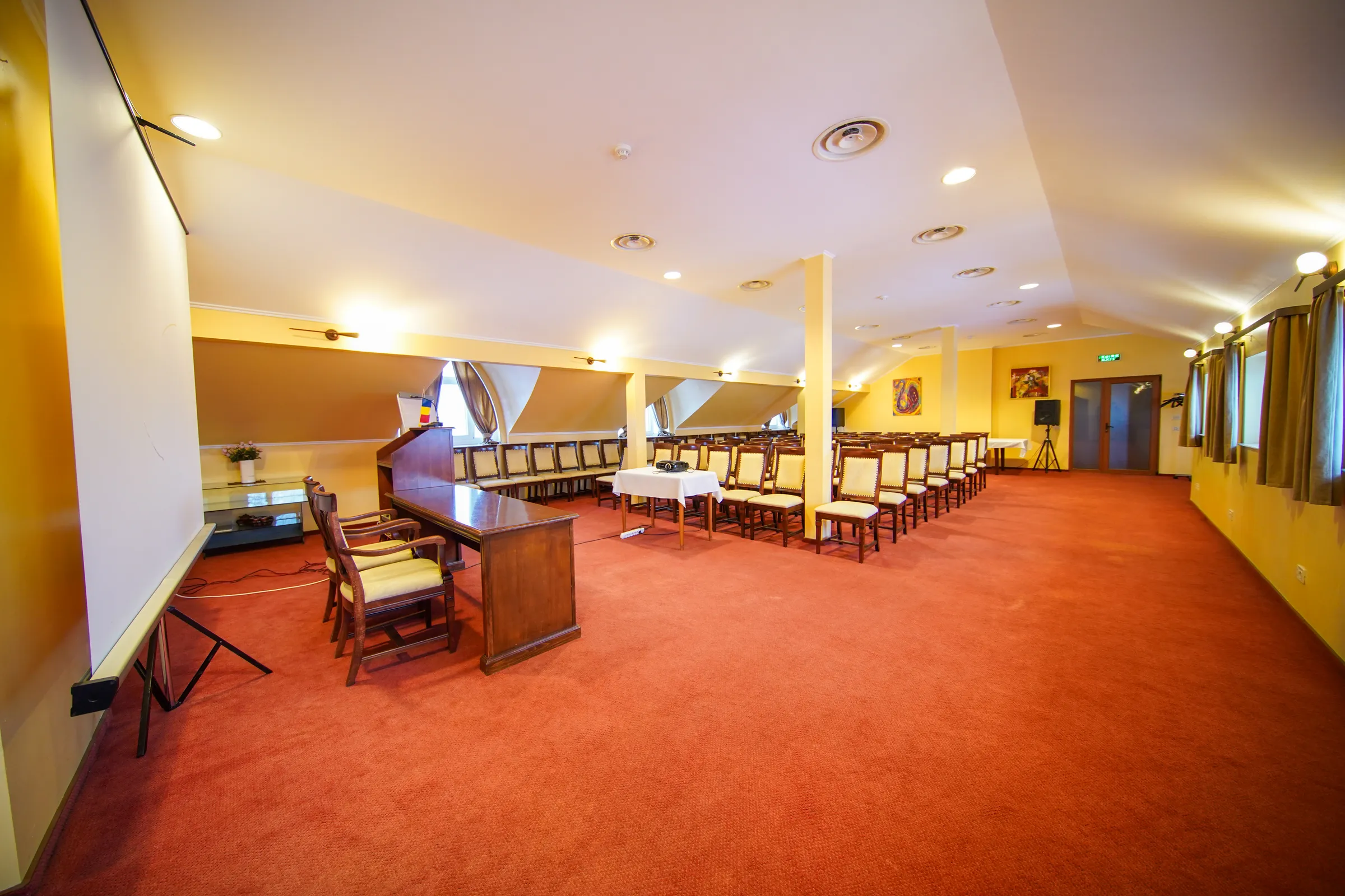 Large conference hall set up for a corporate event.